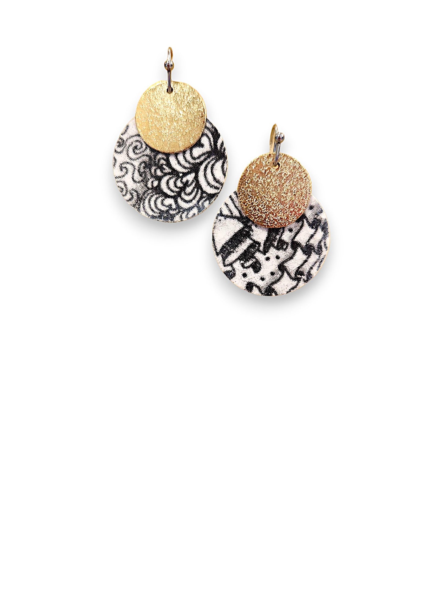 Black, White & Gold Decal Earrings