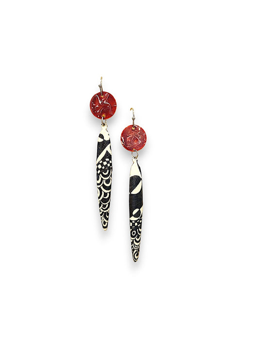 Red, White & Black Decal Earrings