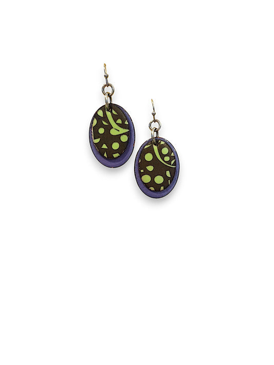 Purple, Green & Black Earrings