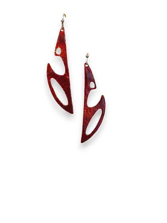 Red Powdercoated Brass Earrings