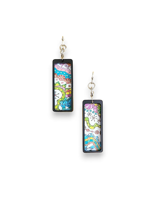 Cadre - Black Doodle Earrings