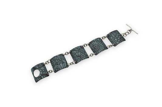 Slate Blue & Black Engraved Bracelet