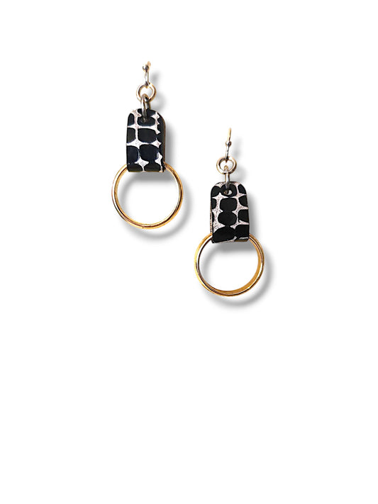 Leather & Brass Earrings