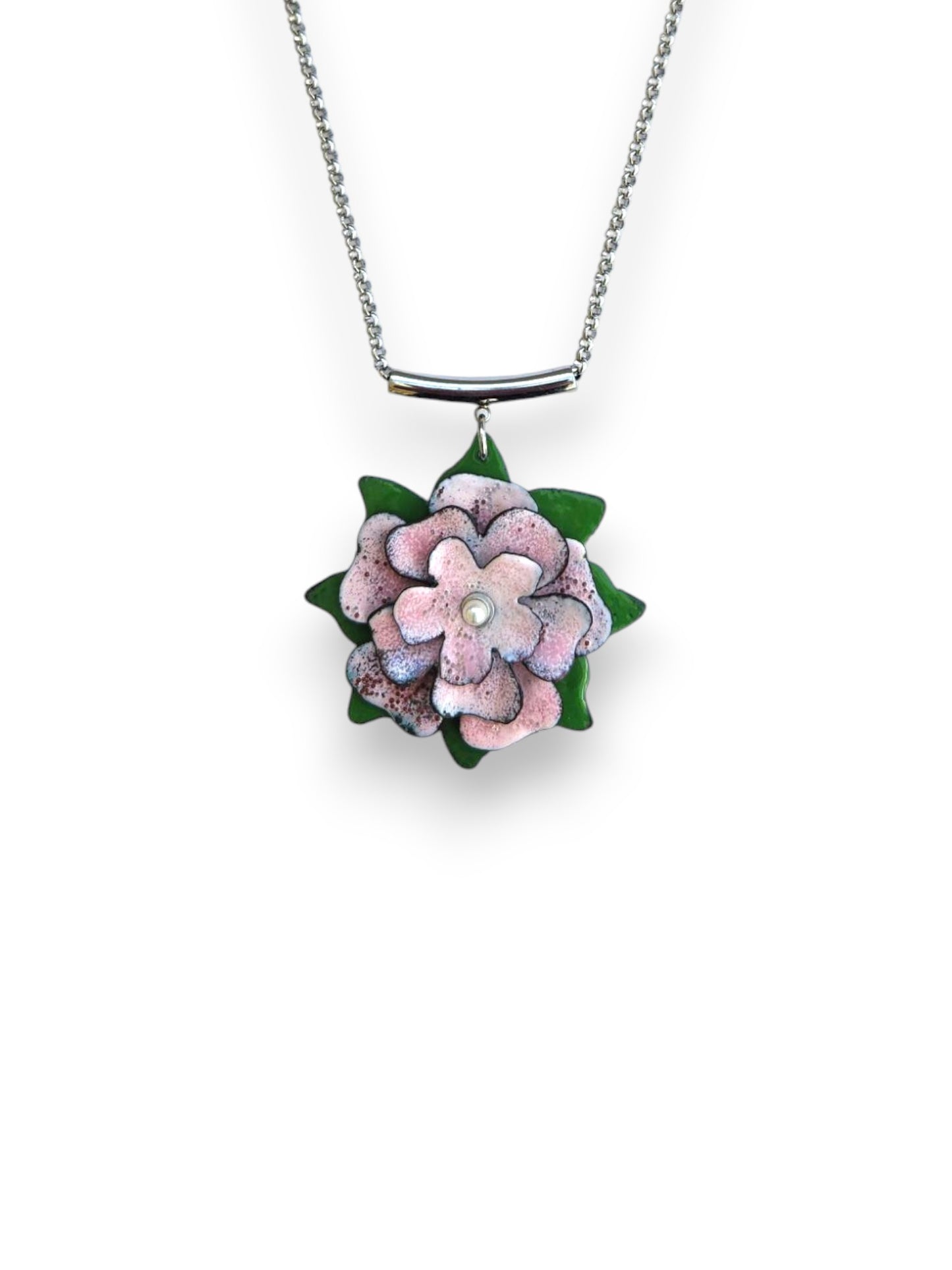 Pink & Green Blossom Necklace