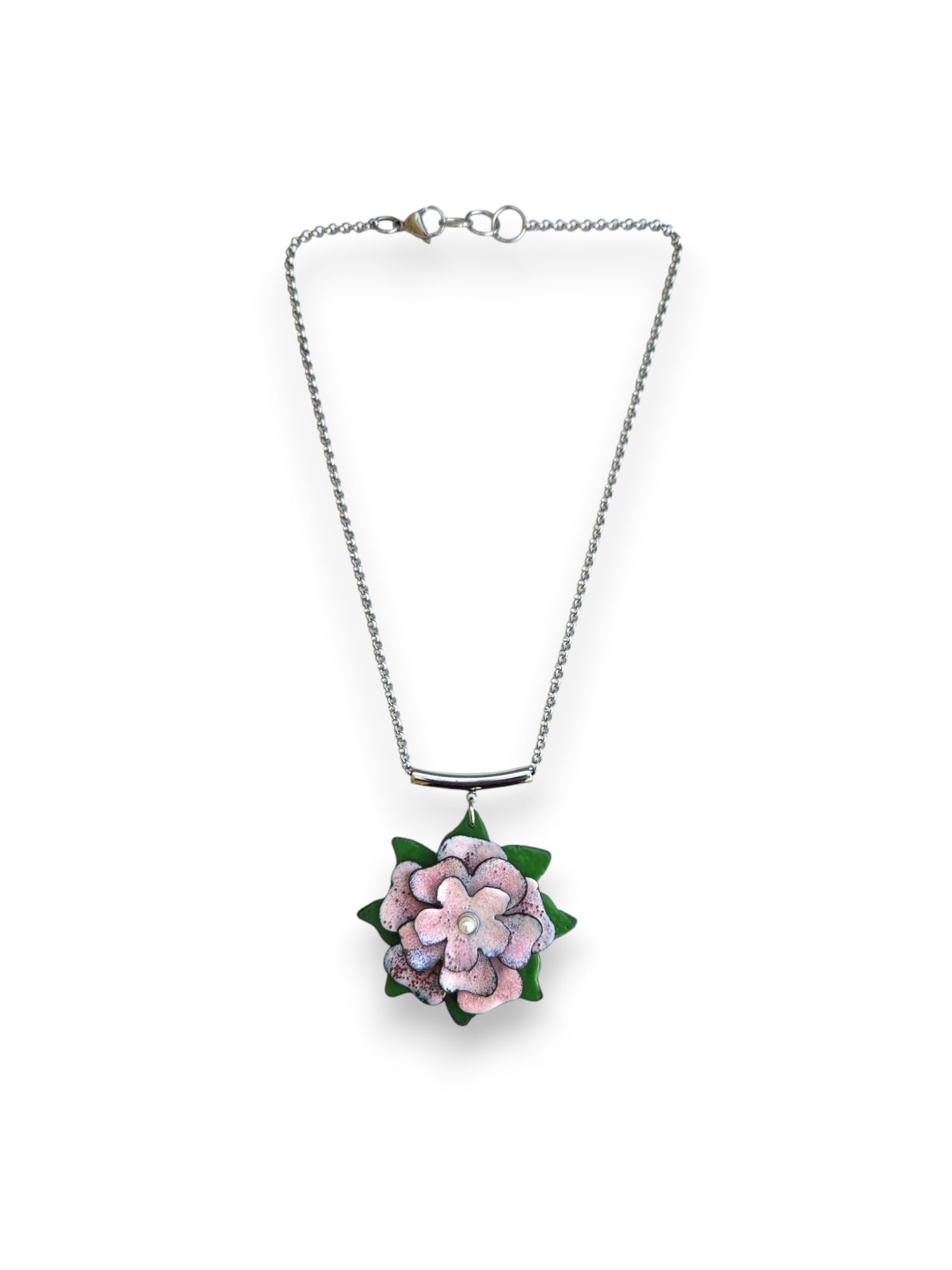 Pink & Green Blossom Necklace