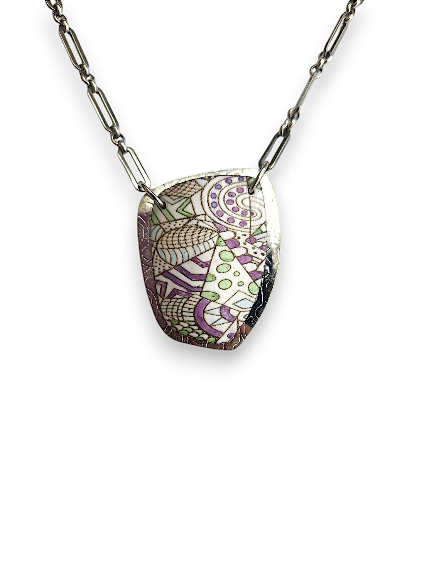 Purple & Lime Single Kaleidoscope Necklace